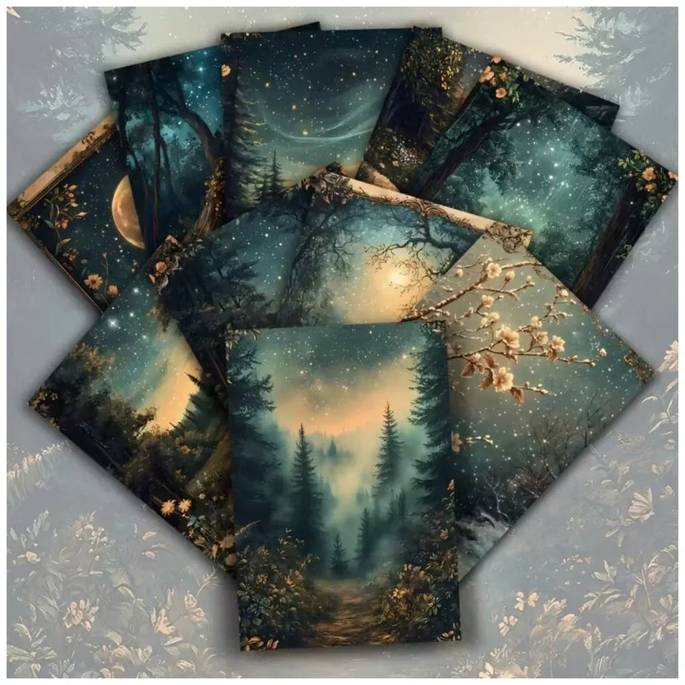 NWT 20pc Vintage Aesthetic Magical Forest Postcard Set 4x6 Junk Journal Art